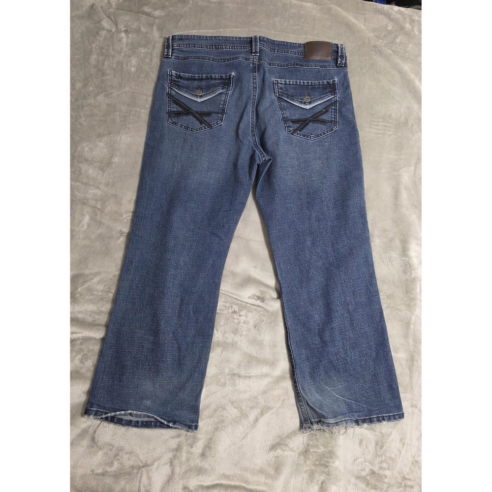 TK Axel Slim Boot Jeans Mens 40x30 Blue Medium Wash Distressed Denim